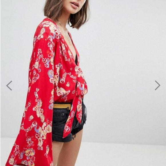 NWT Free People Forties Bodysuit In Floral Print - Picture 2 of 5